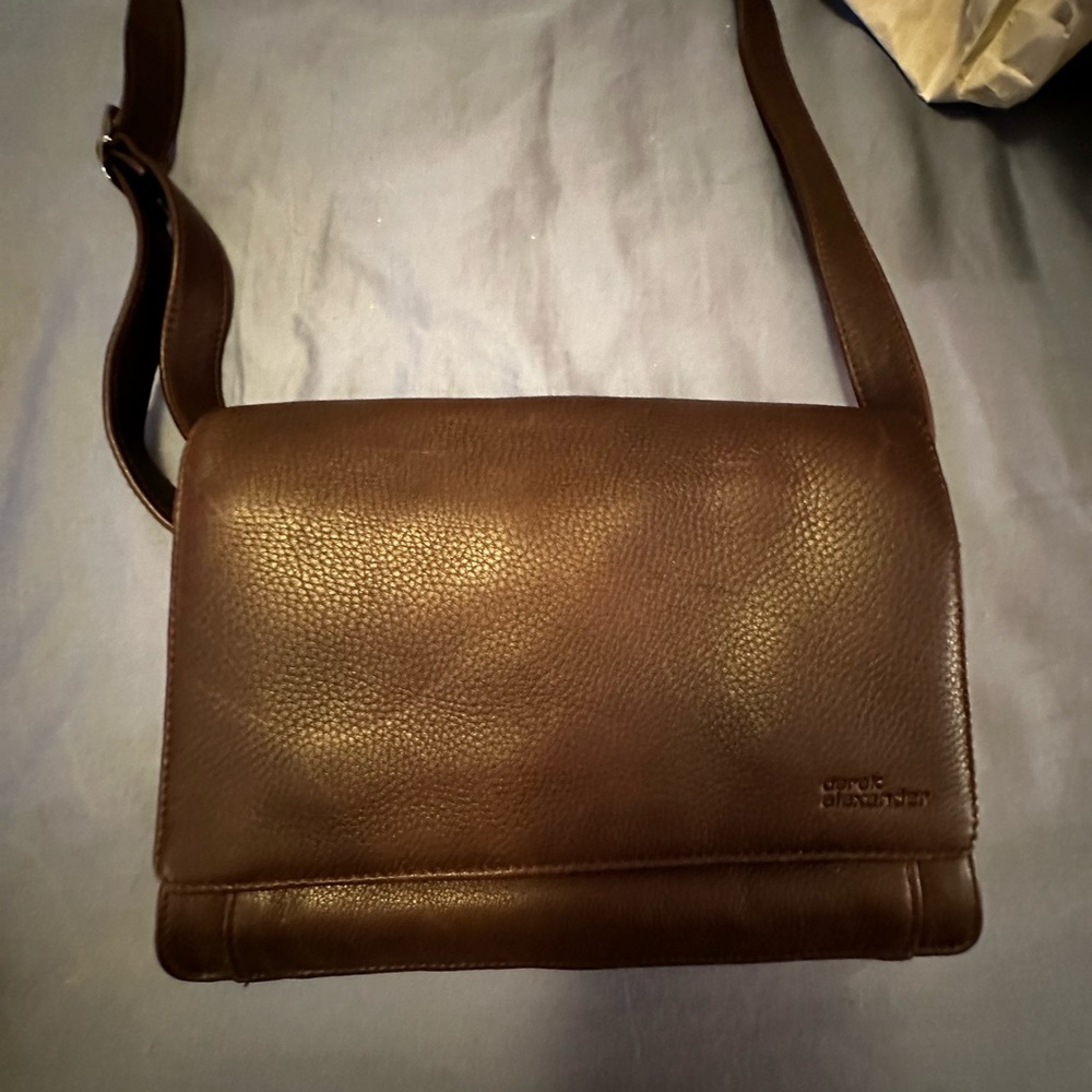 Derek Alexander brown leather crossbody organizer purse - Navajo Classic Flap